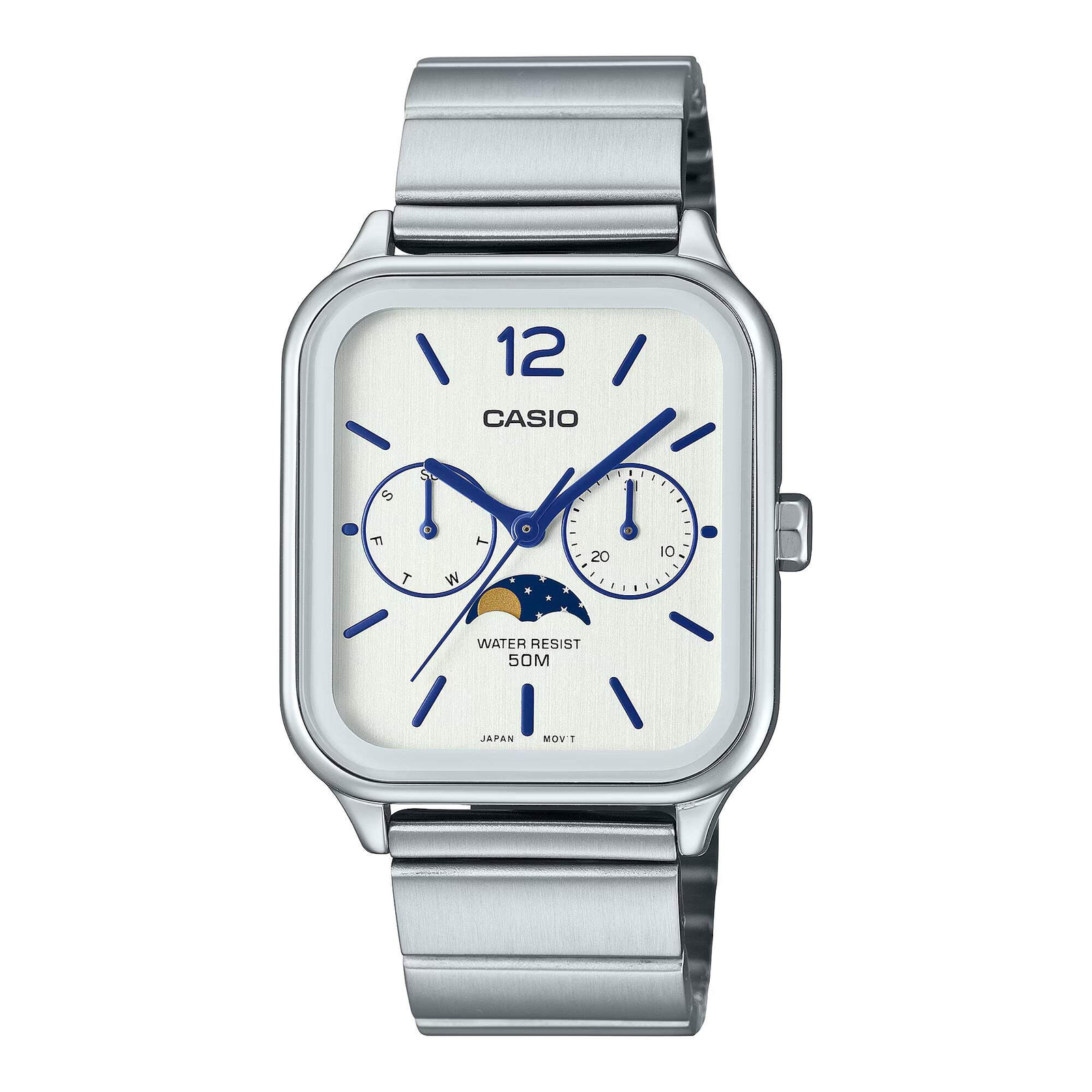 CASIO MTP-M305D-7AV MOONPHASE QUARTZ ANALOG WHITE DIAL WATCH