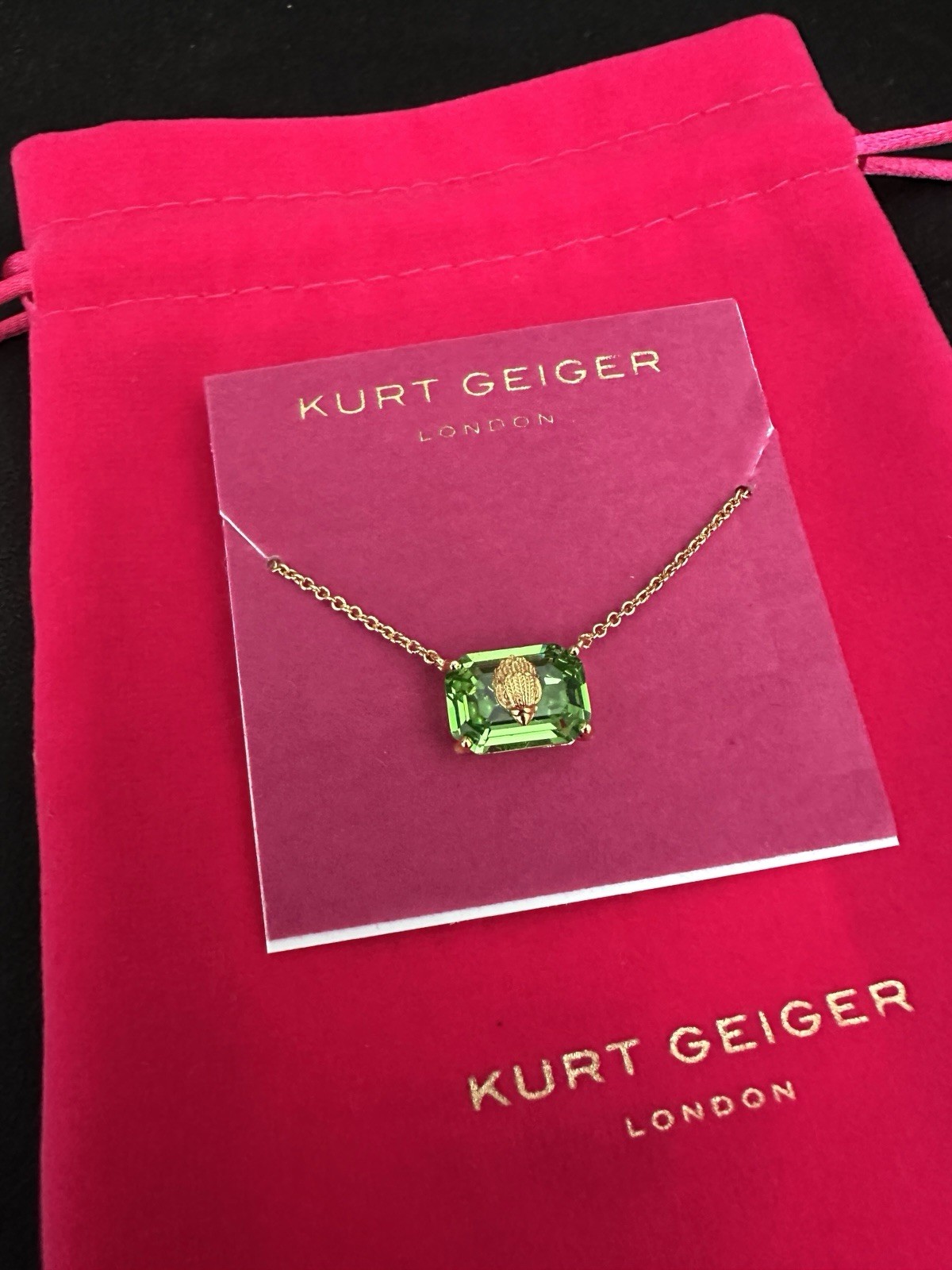 Kurt Geiger Eagle Necklace/ Crystal/ Green