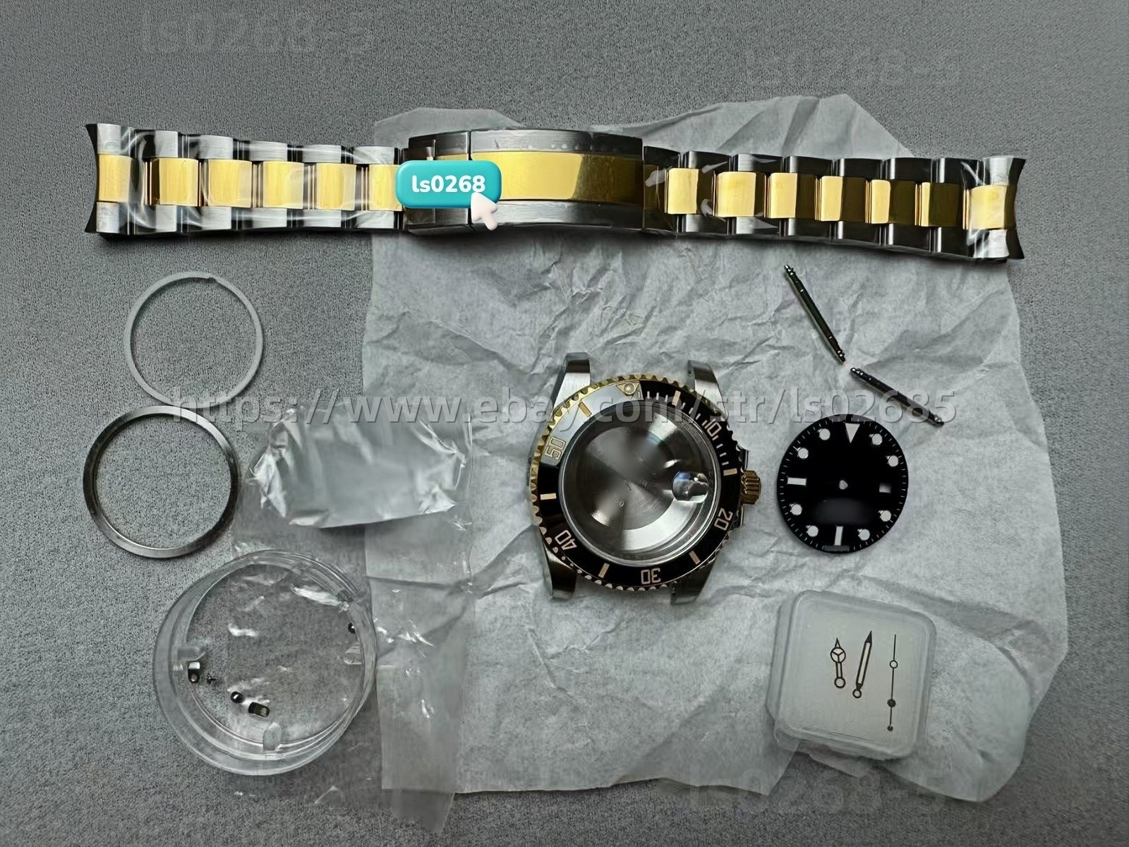 DIY SET for 3135 watch case + dial + hands + Strap sapphire 40mm