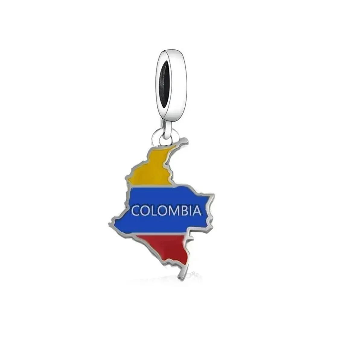 Colombia Flag 925 Sterling Silver Charm for Bracelet