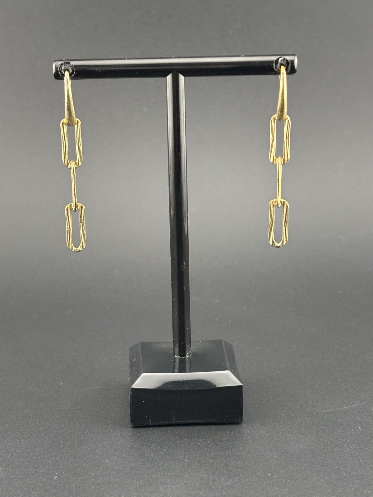 BIANCA Italy 925 Sterling Silver Gold Vermeil Paperclip Chain Drop Earrings