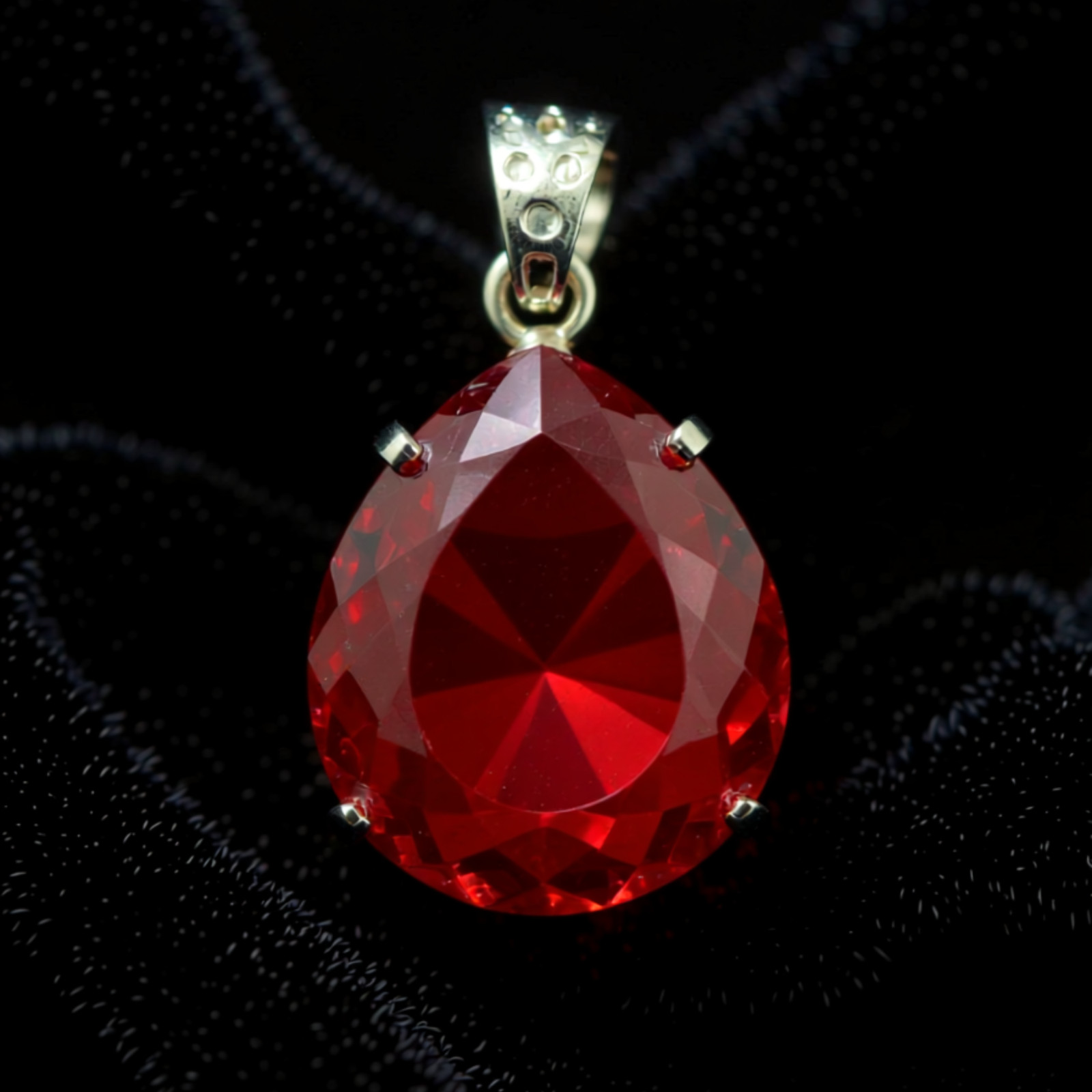 Handmade Ruby Pear Necklace, 90–100ct Red Gemstone Pendant with Free Chain Gift