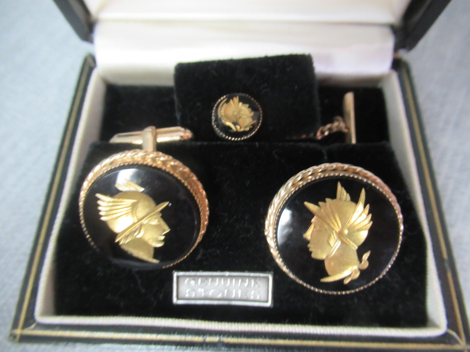 Men’s Tie Stud & Cuff Links Set – Gold Filled Male & Female – Diplomat – 9 185