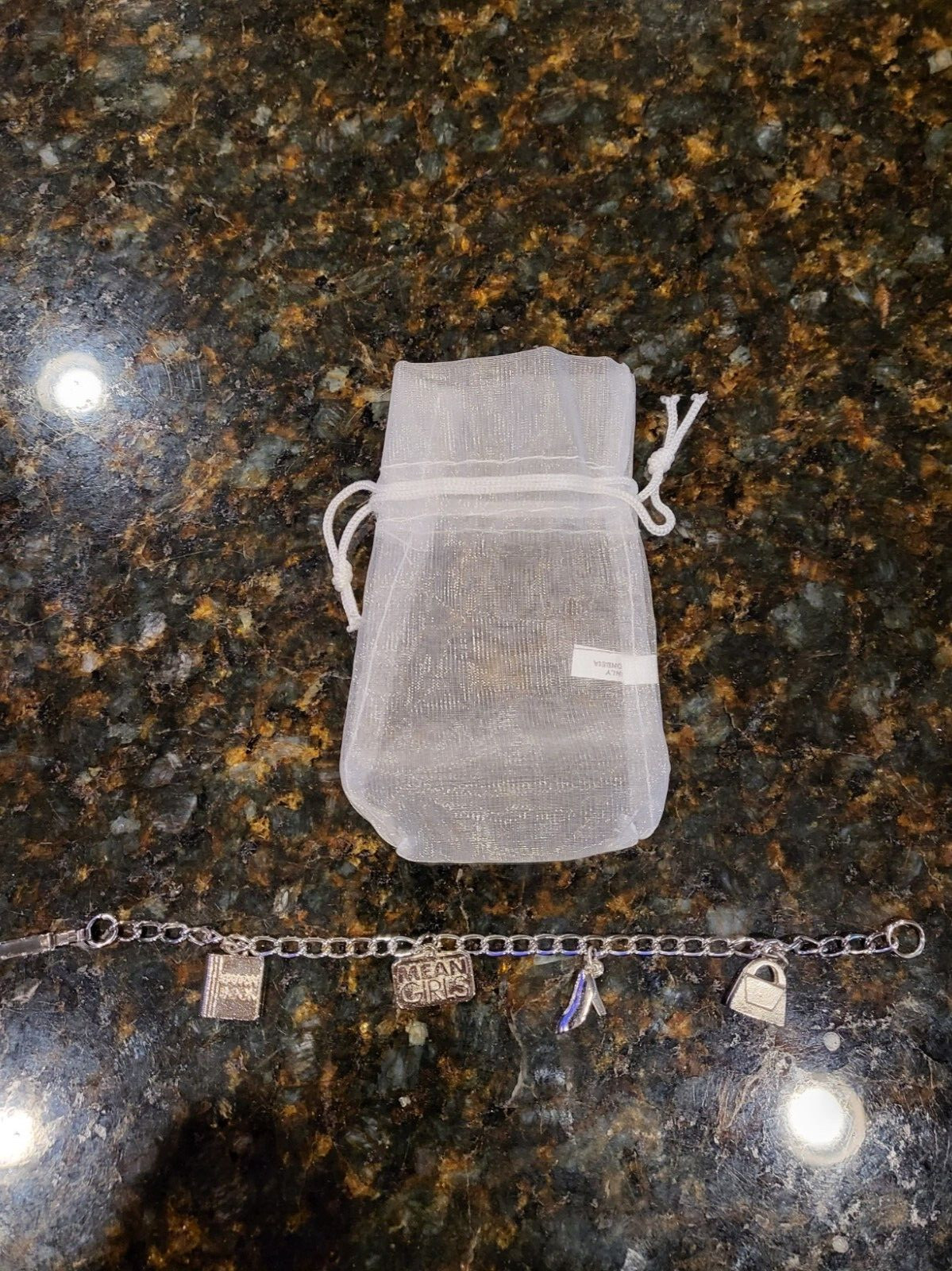 NEW RARE 2004 Mean Girls Metal Charm Bracelet Promo w/ White Mesh Bag