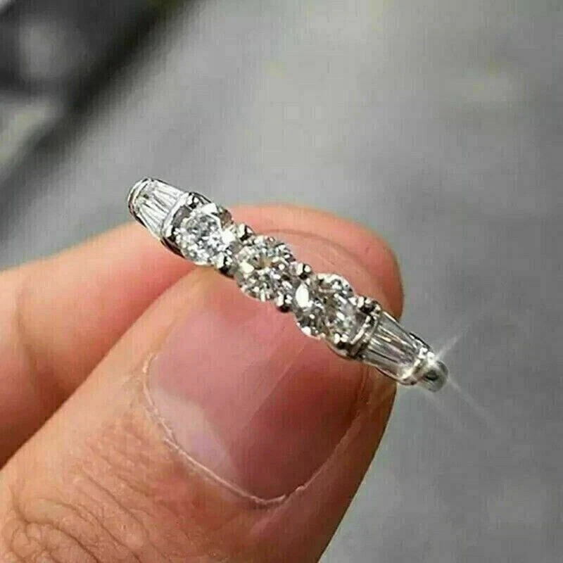 14K White Gold Plated 1.50 Ct Round Lab Created Diamond 5-Stone Engagement Ring