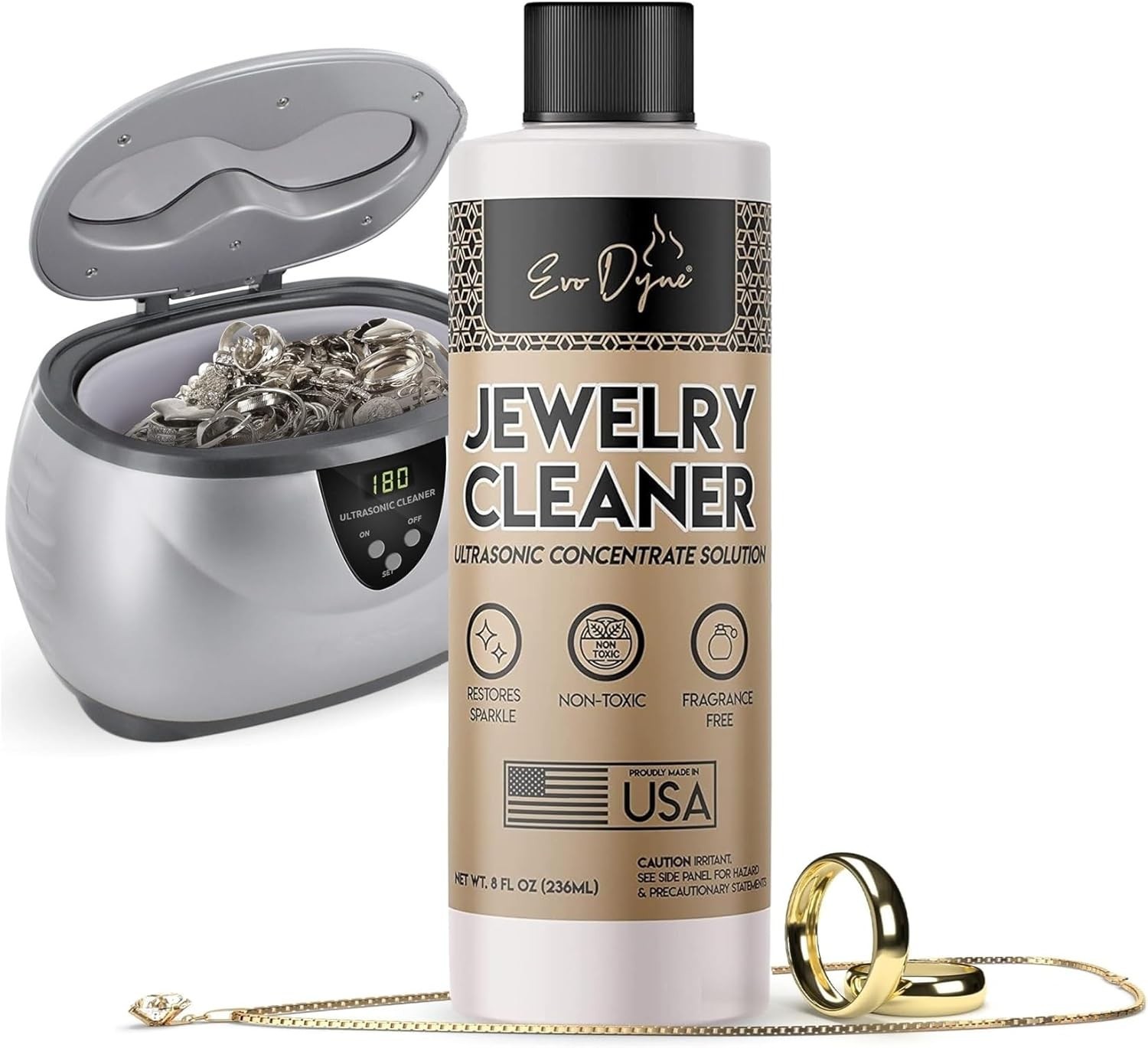 Ultrasonic Jewelry Cleaner Solution 8oz Concentrated Jewelry Cleaner for Diam…