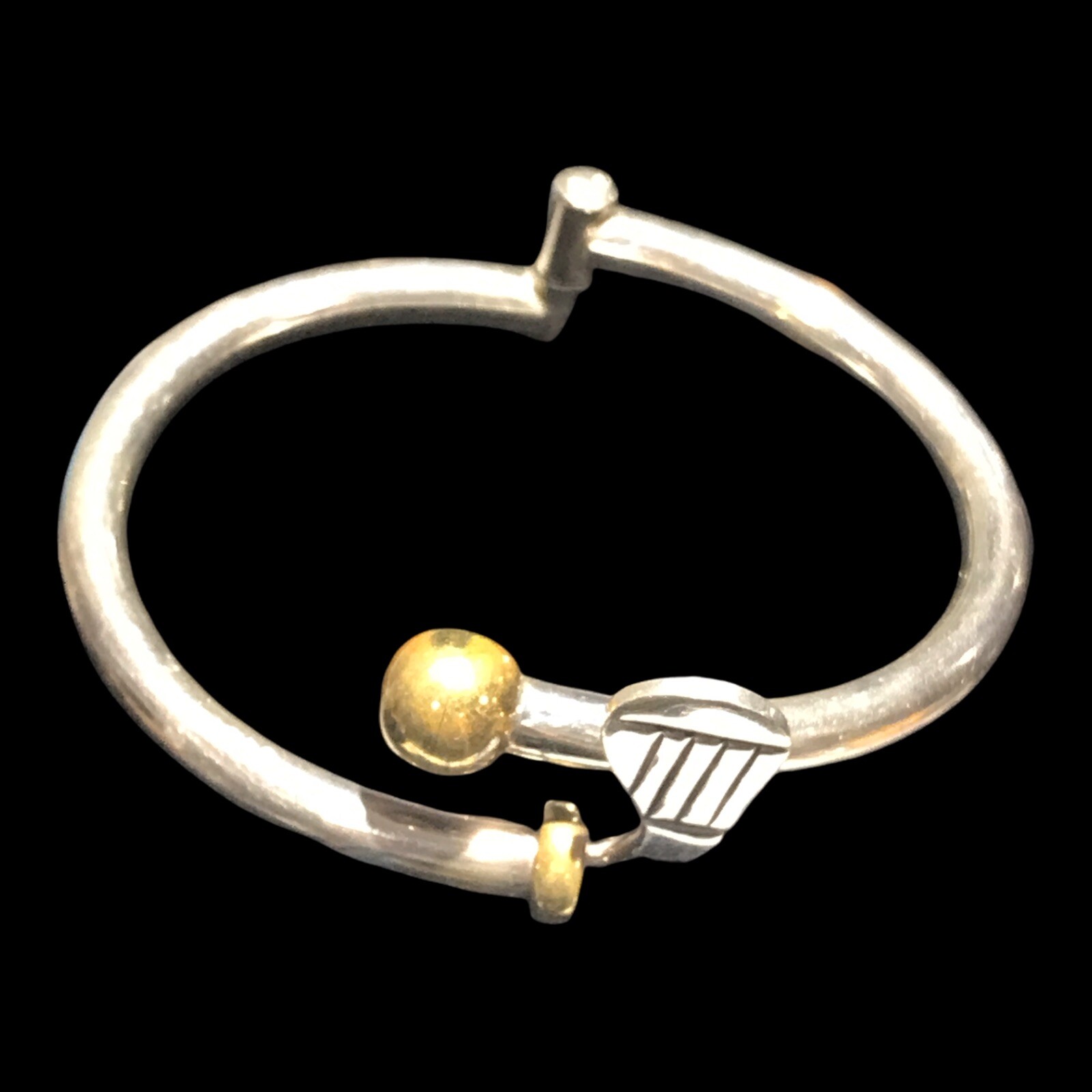 925 Sterling Silver Hinged Bangle Bracelet Golf Club 7.5” Unique 28.5 Grams