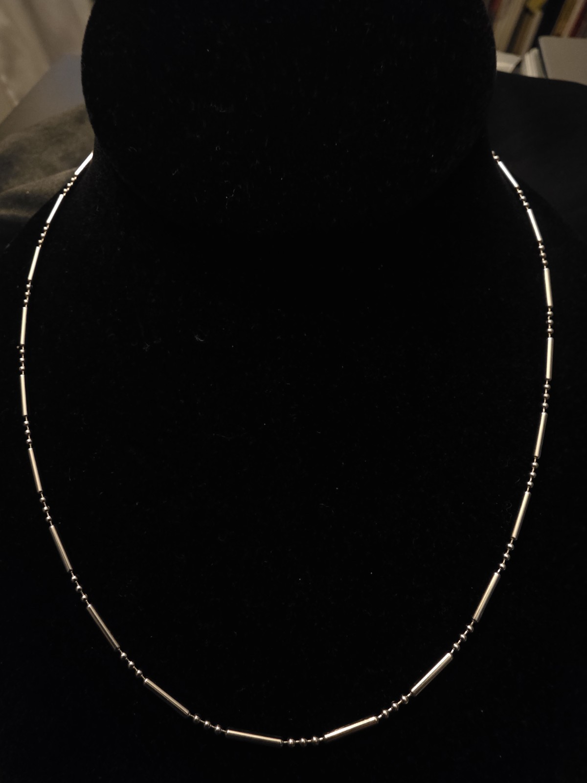18inch Sterling Silver Bar And Bead Chain