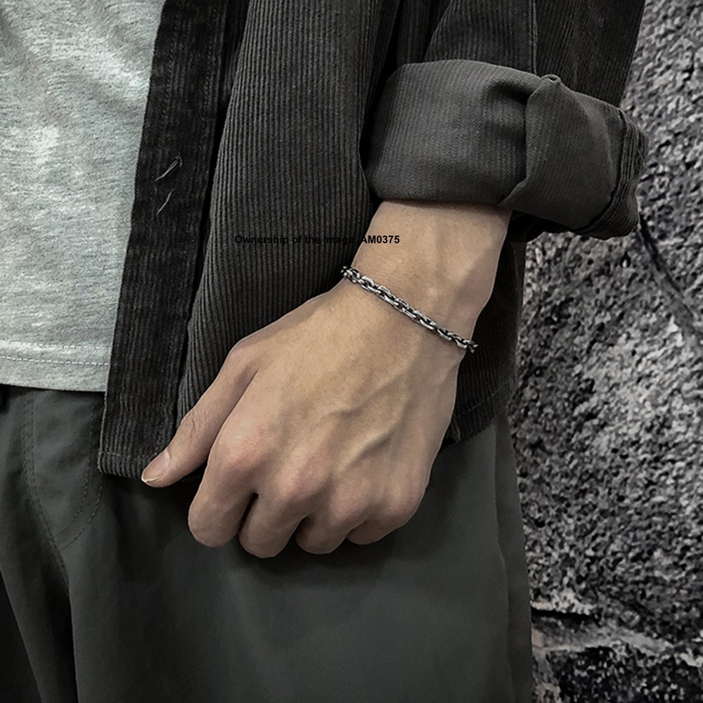Pure 925 Silver 4mm Cable Link Chain Bracelet for Men/Women Vintage Look