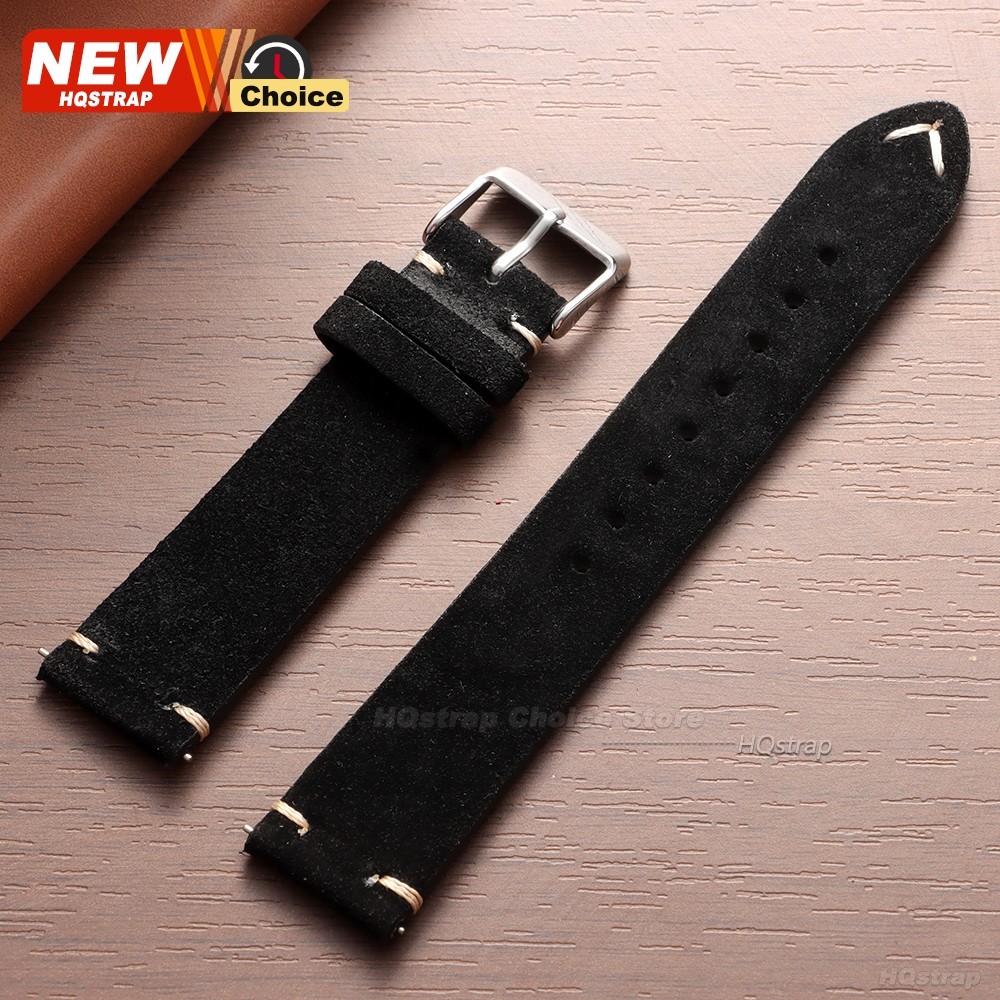 18 19 20 21 22 MM Soft Suede Leather Vintage Strap Watch Band Quick Release