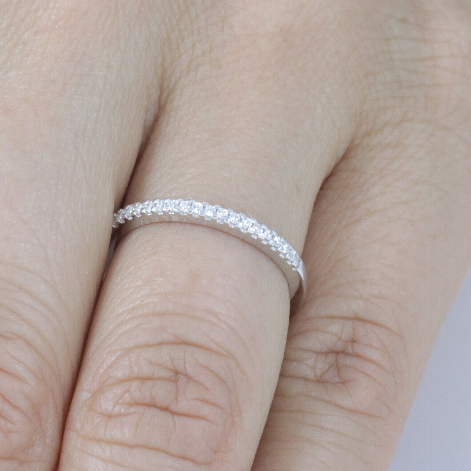 1.3mm CZ 925 Sterling Silver Stackable Wedding Band Skinny Ring Size 3-14 S178