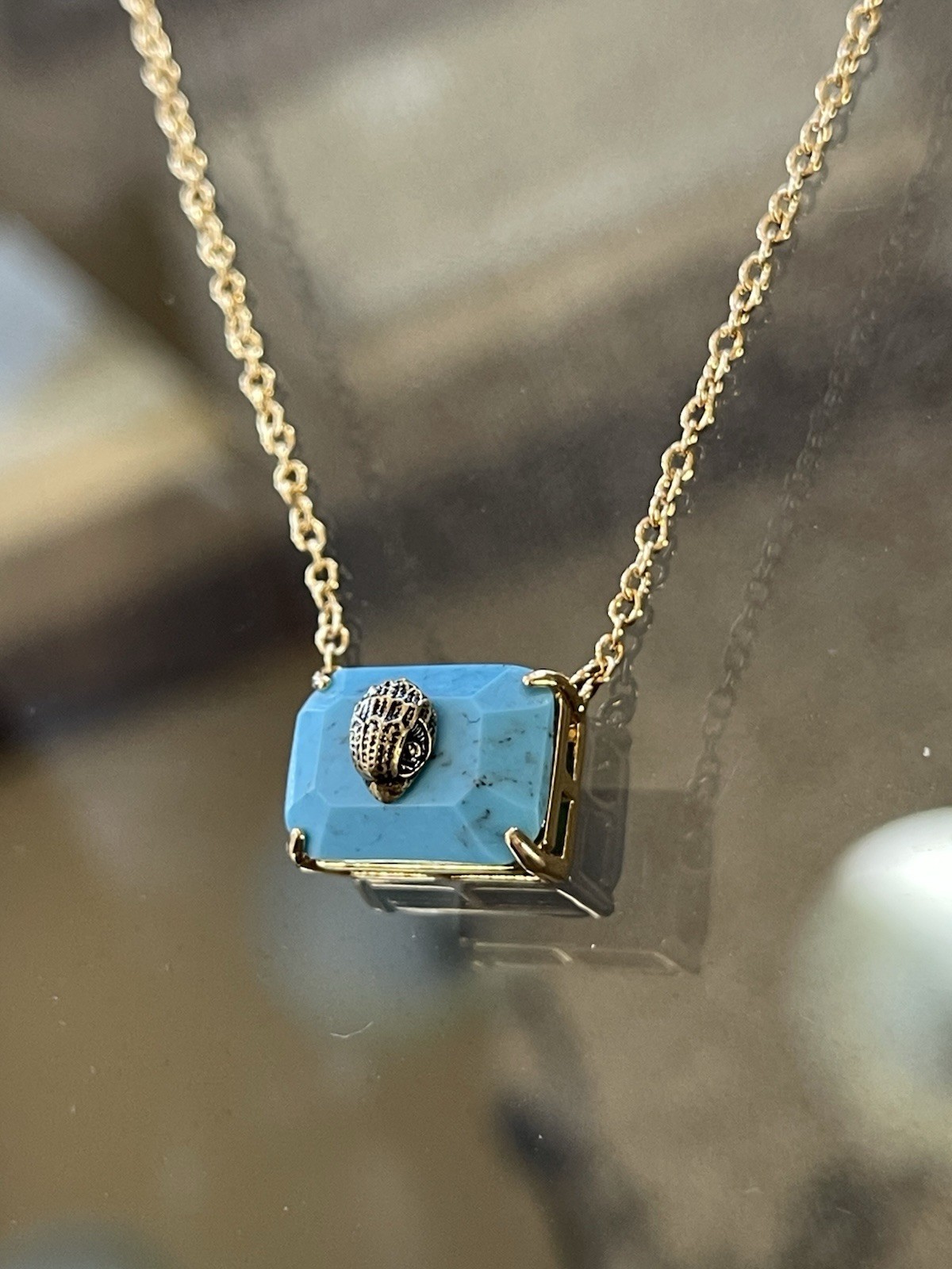 Kurt Geiger London Turquoise Eagle Head Pendant Necklace NWT