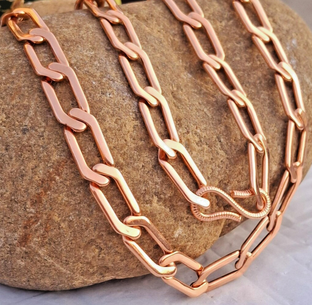 20 inch Pure Copper Solid LONG CUBAN Chain Necklace, Healing Jewelry Spiritual
