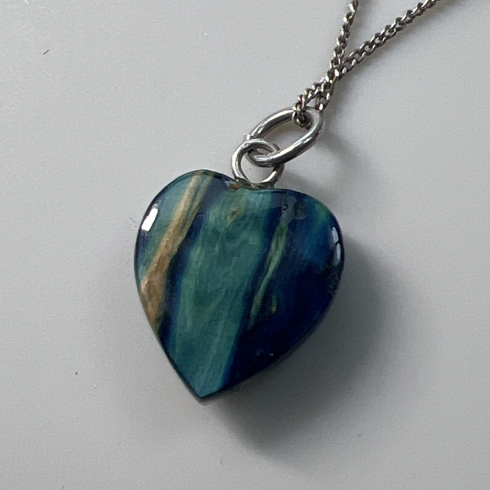Heathergem Sterling Silver Small Heart Pendant Made In Scotland 16” 925 Chain