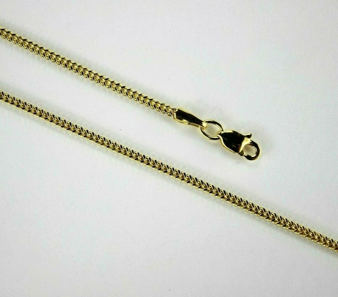 10K Yellow Gold Hollow Franco Necklace Chain Box Link Men Women 1.5mm /16″~30″