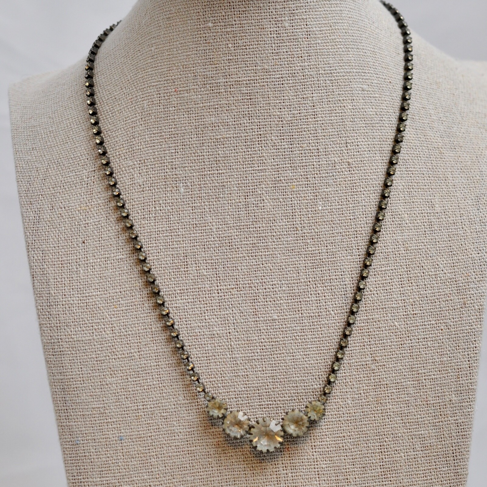 Necklace Cubic Zirconia Assorted Shapes 9” Long with Clasp