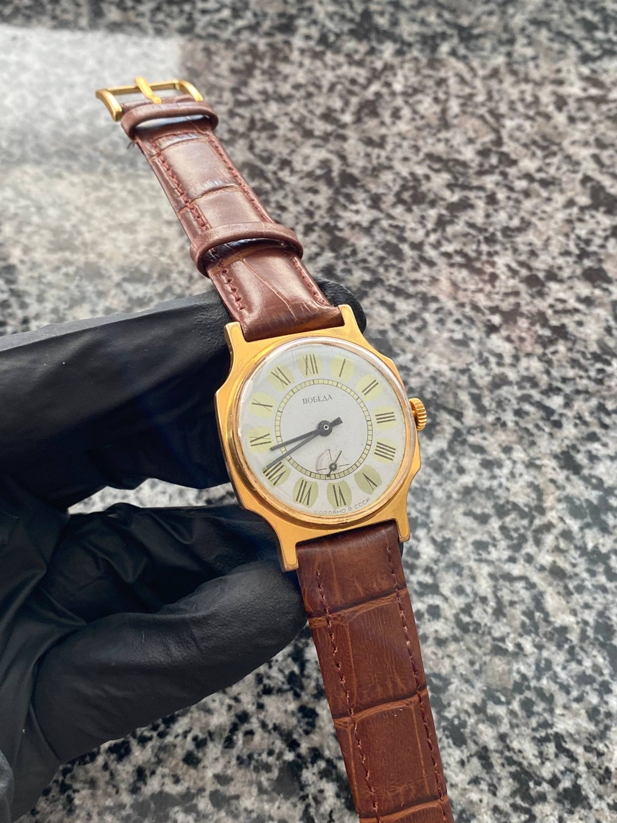 Vintage Pobeda Watch Soviet mechanical USSR Wristwach Rare Gold Plated AU