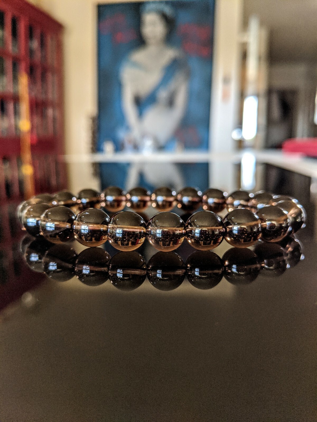 Champagne Brown Smoky Quartz Bead Bracelet Men Stretch 10mm 7, 7.5, 8, or 8.5 in