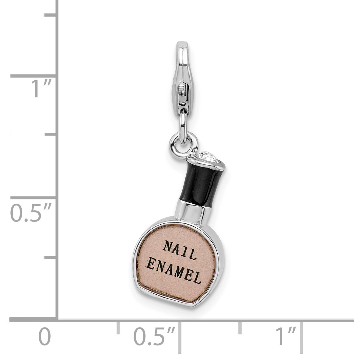 Amore La Vita Silver Polished 3-D Enameled Nail Polish Bottle Charm with Fancy