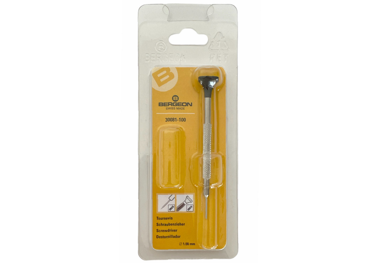 Bergeon 30081-100 Stainless Steel Watchmaker Screwdriver, 1.00mm, Swiss Made