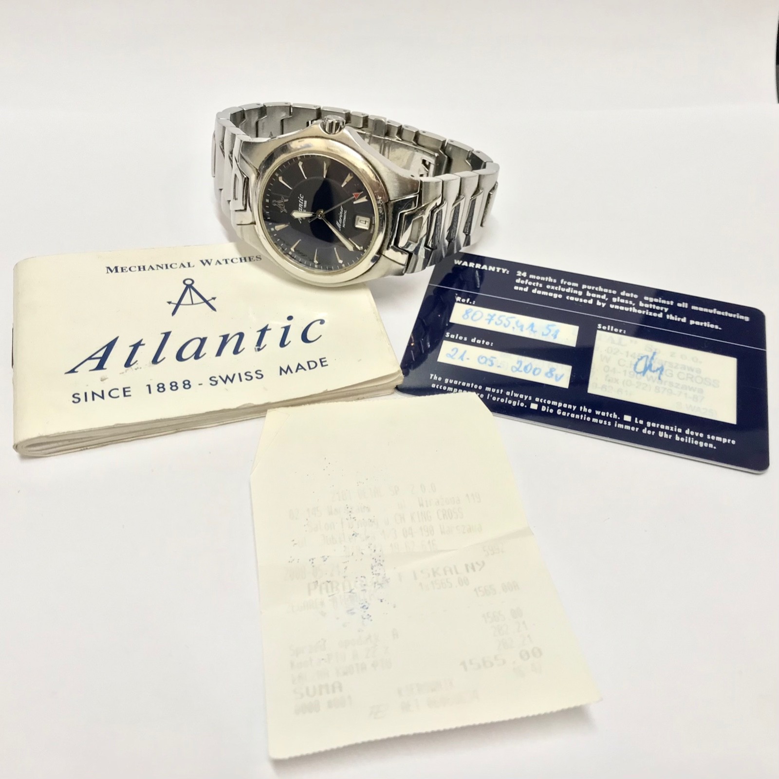 ATLANTIC 8075 Mariner Automatic Mens Watch 37mm AUTOMATIC Bracelet
