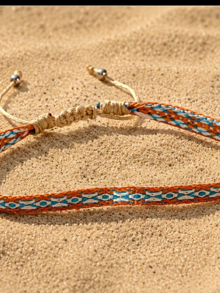 Caligirl, unisex Minimalist Blue & Orange Bracelet, NEW, ADJUSTABLE.