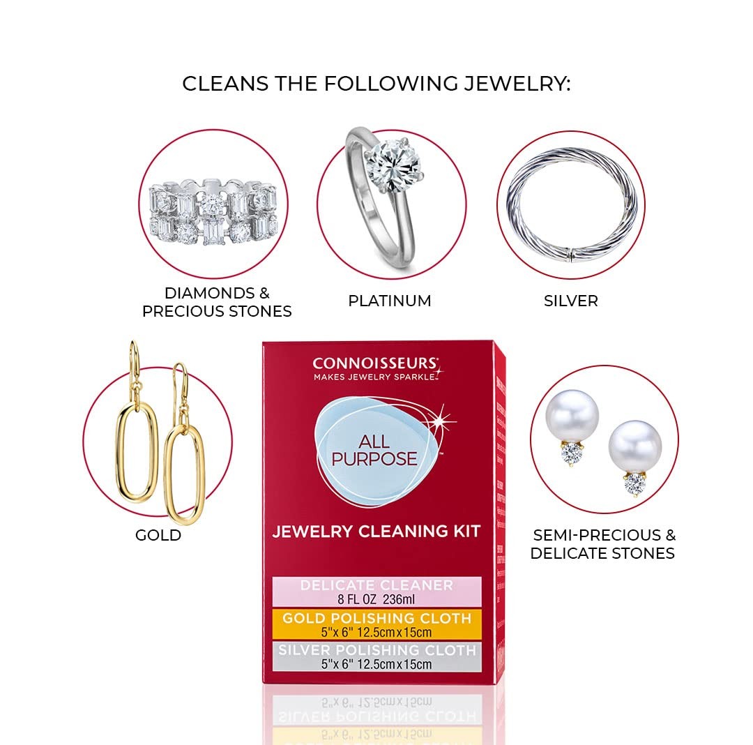 All-Purpose Cleaning Kit | Includes Delicate Jewelry Cleaner Solution and 2 Pol