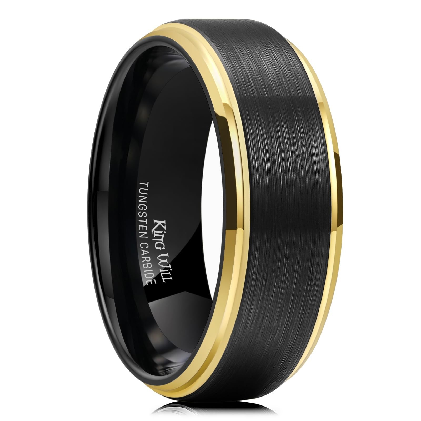 Men’s Tungsten Carbide Wedding Band, Two-Tone Matte Finish, Comfort Fit, Anniver