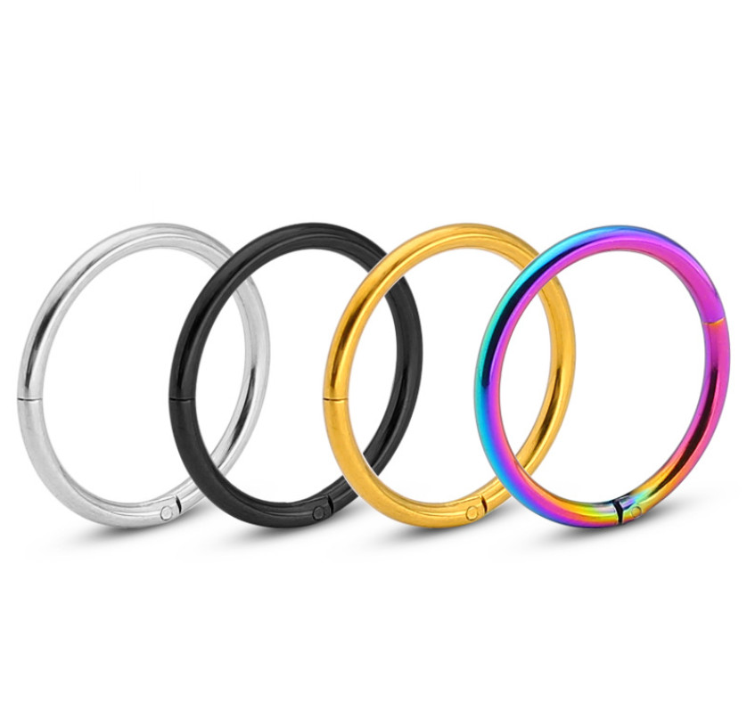 1Pc Seamless Hinged Segment Sleeper Clicker Ring Hoop Ear Lip Nose Septum Pierce