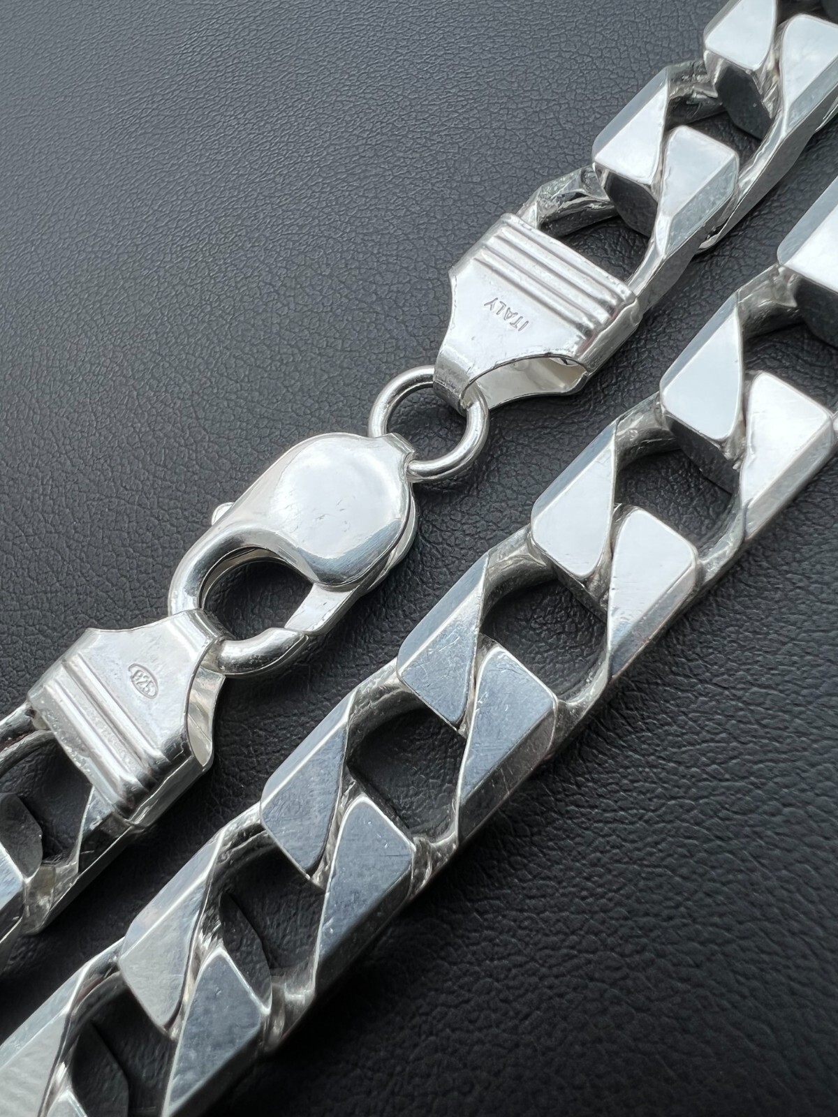 Real Solid 925 Sterling Silver SQUARE Miami Cuban Chain Necklace / Bracelet Curb