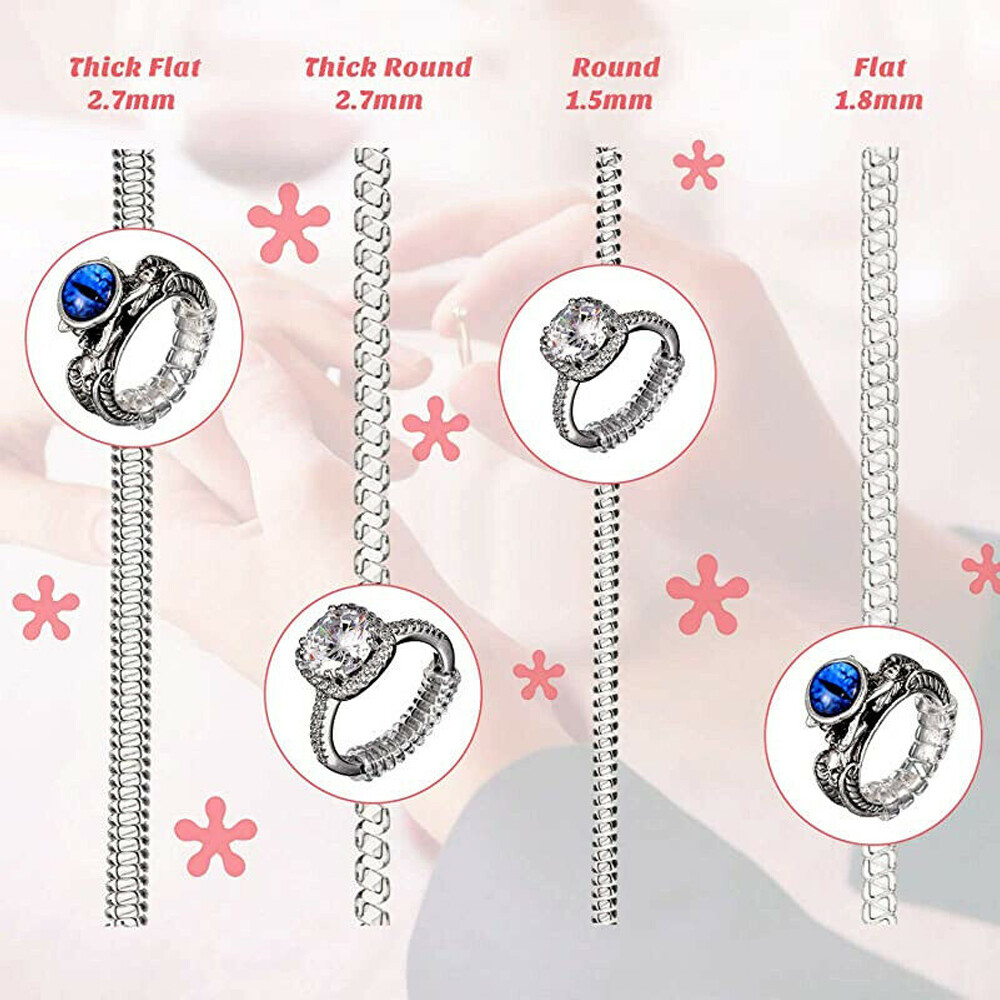 16PCS Ring Size Adjuster Invisible Clear Ring Sizer Guards Jewelry Fit Reducer