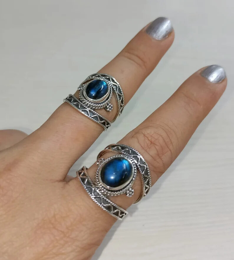 Labradorite 925 Sterling Silver Band &Statement Ring Handmade Ring All size-b-34