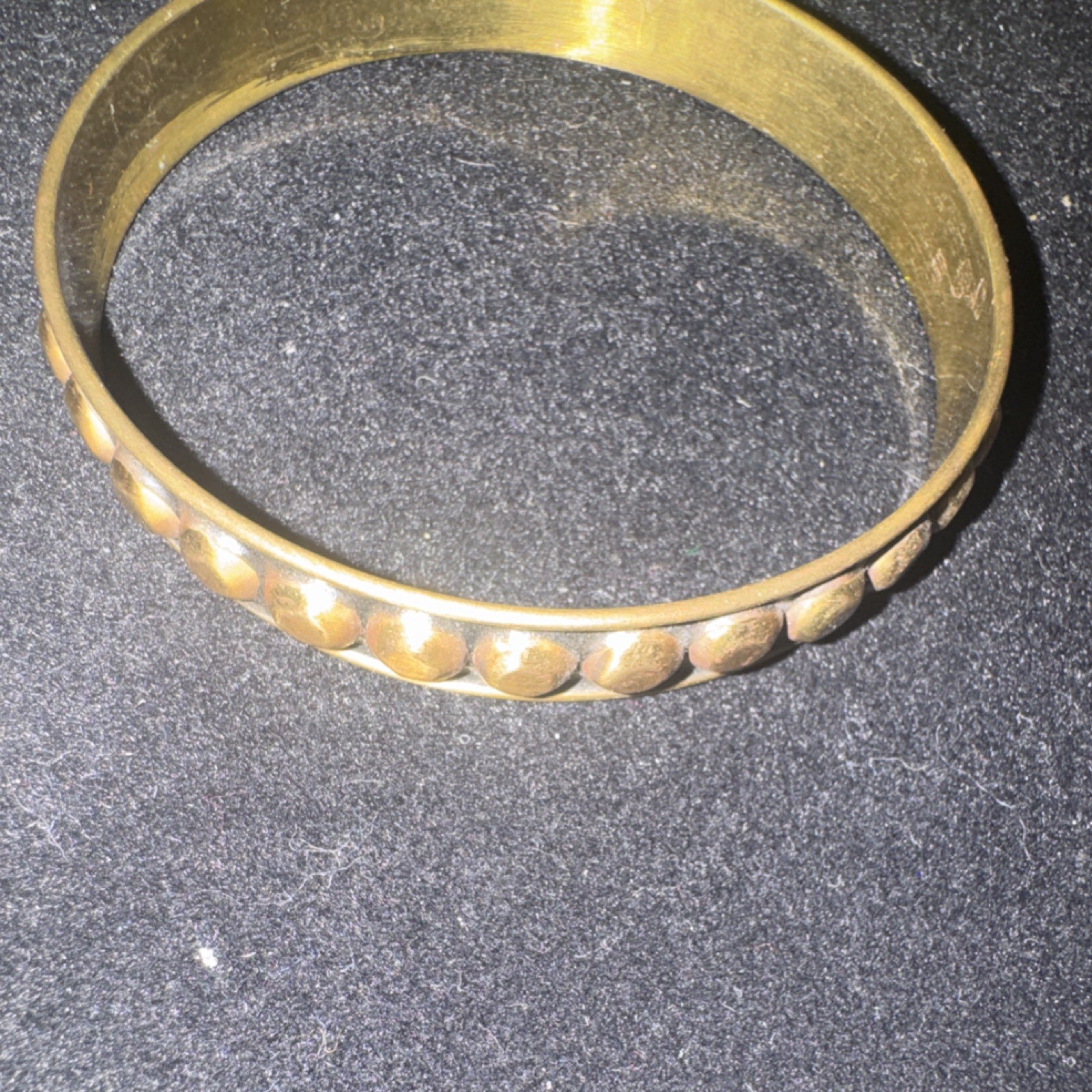 Gold-Tone Studded Round Bangle Bracelet Metal No Closure No Stone
