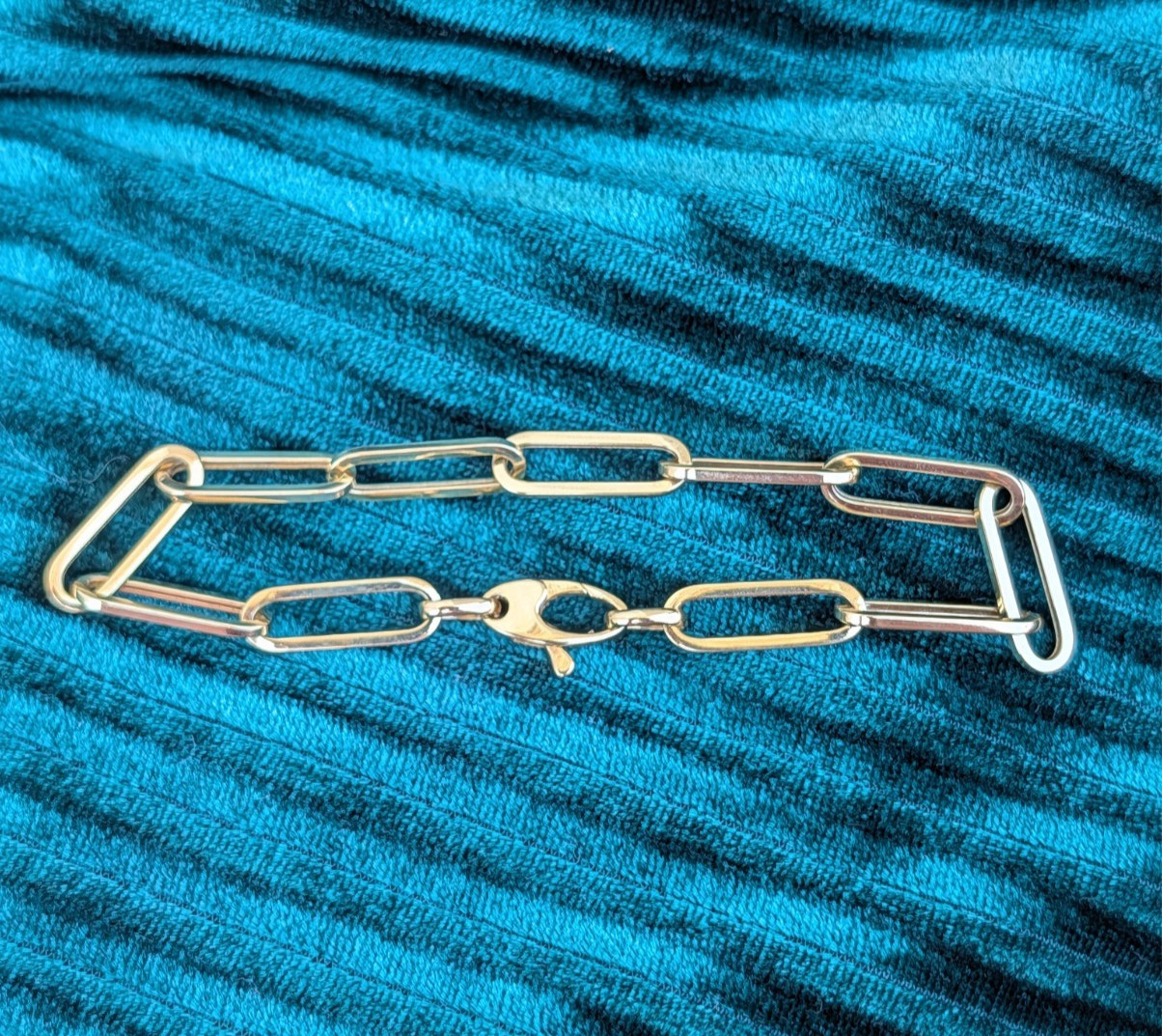 14k Yellow Gold Paperclip Link Bracelet 7.5″ 4.49g 11 Links Lobster Claw Clasp
