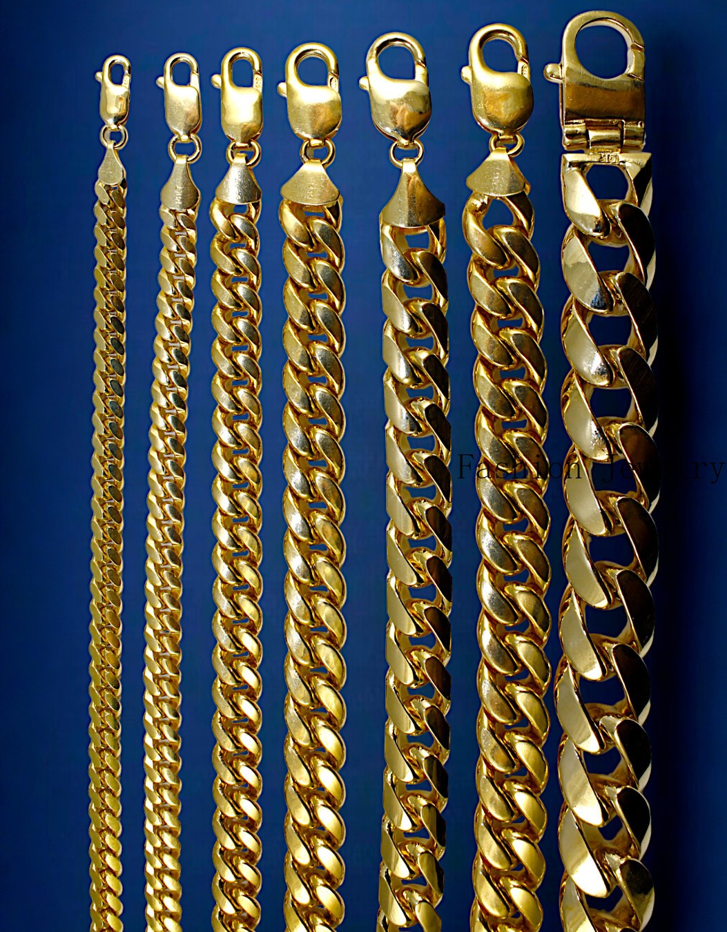 14K Yellow Gold SOLID Miami Cuban Necklace Bracelet Chain 2mm-12mm 7″-30″