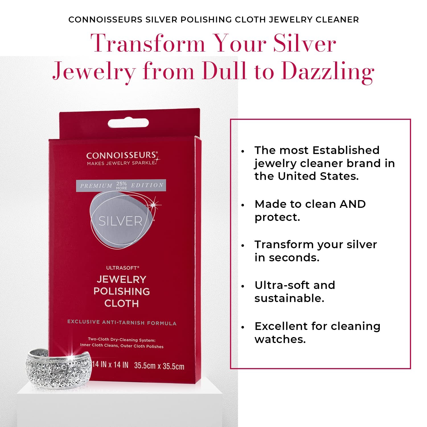 CONNOISSEURS Premium Edition Extra Large Polishing Cloth for Silver