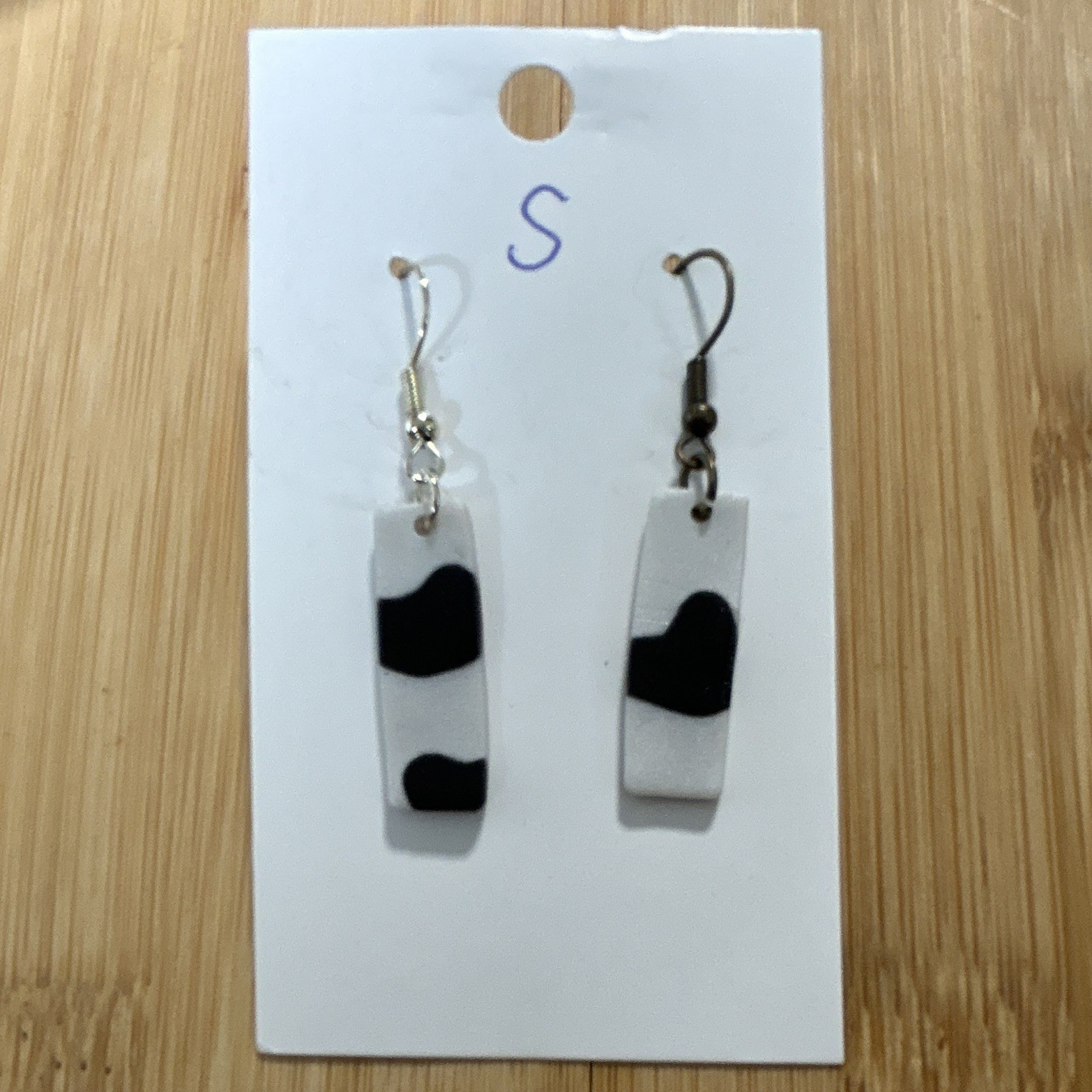 Animal Print Inspired ,Rectangle Dangle/Drop Hook Earrings, Polymer clay ,