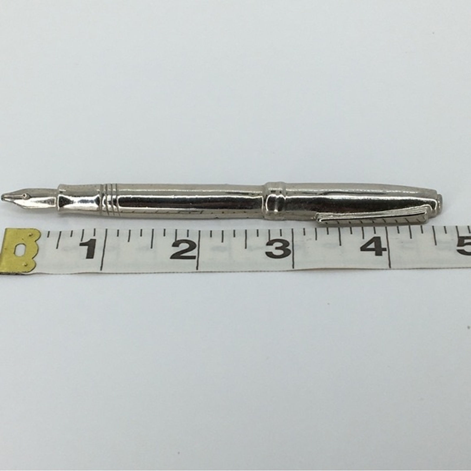 Vtg Large Sliver Tone Statement Fountain Writer Pen Brooch Pin Quirky 1980’s Art