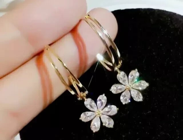 2 Ct Pear Cut Simulated Diamond Women’s Drop Earrings In 14K Yellow Gold Plated
