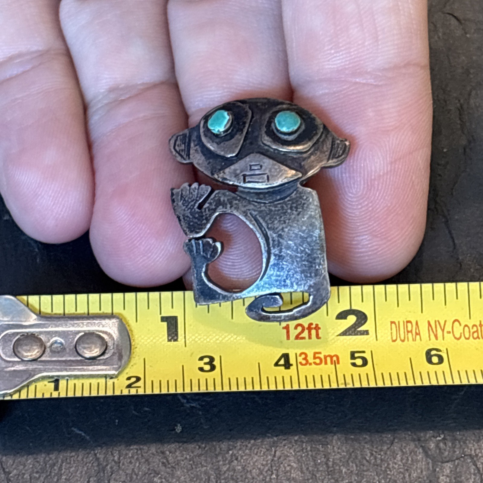 Graziela Laffi Peru Monkey Sterling Silver Enamel Eyes Vintage Brooch Yd