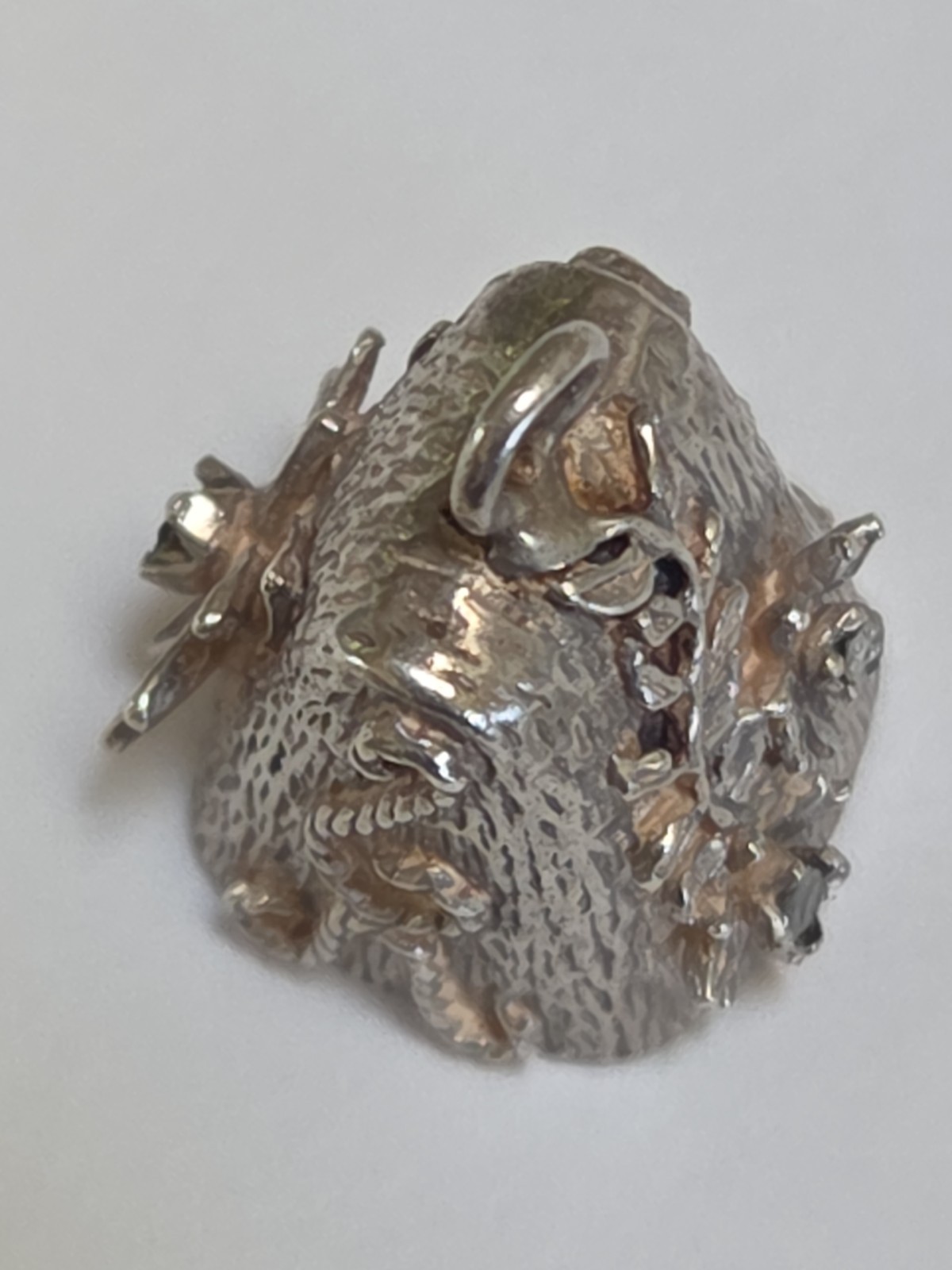 Sterling Silver ~ BELL Charm ~ Sweet Ring Noise ~ With Gems ~ RARE! ~ VINTAGE