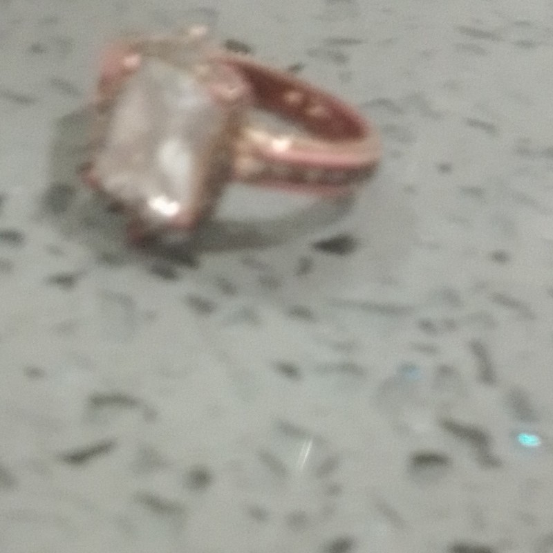 Rose Gold Tone Emerald Cut Clear Stone Prong Set Cocktail Ring, Size 7