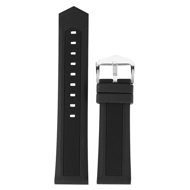 16/18/20/22/24/26/28mm Rubber Band Silicone Waterproof Watch Strap Replacement