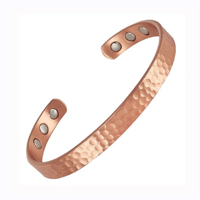 Magnetic Pure Copper Cuff Bracelet Rose Gold Adjustable Bangle Women Men 2026