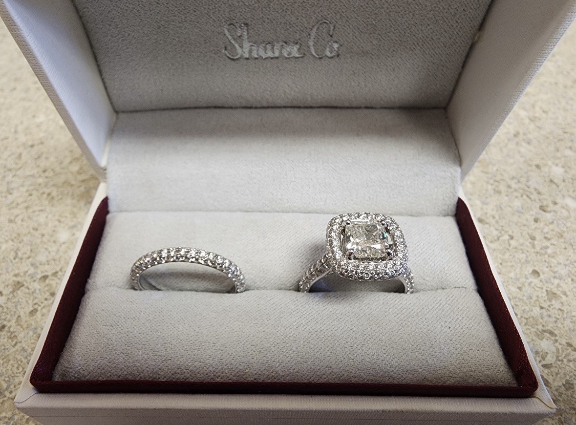 Custom Wedding Ring Set (New) 14k White Gold- Size 7 3/4 Buyer Guarantee