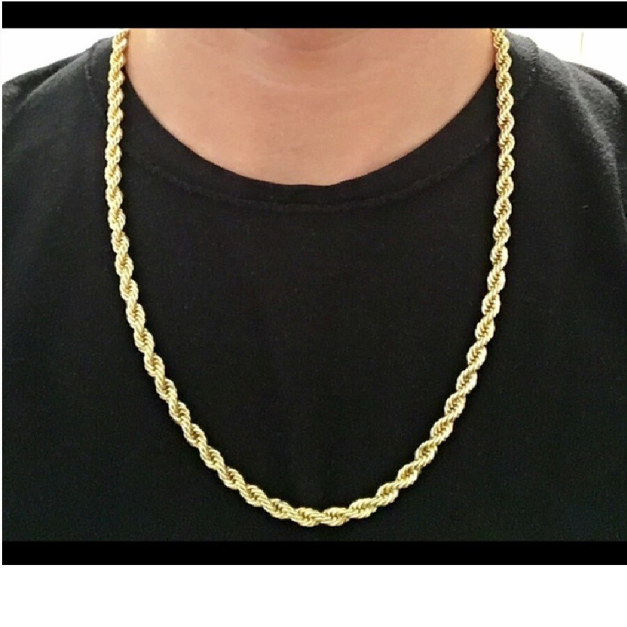 18K Gold Filled 16″- 32″ Tarnish-Resist Classic Diamond-Cut Rope Chain Necklace