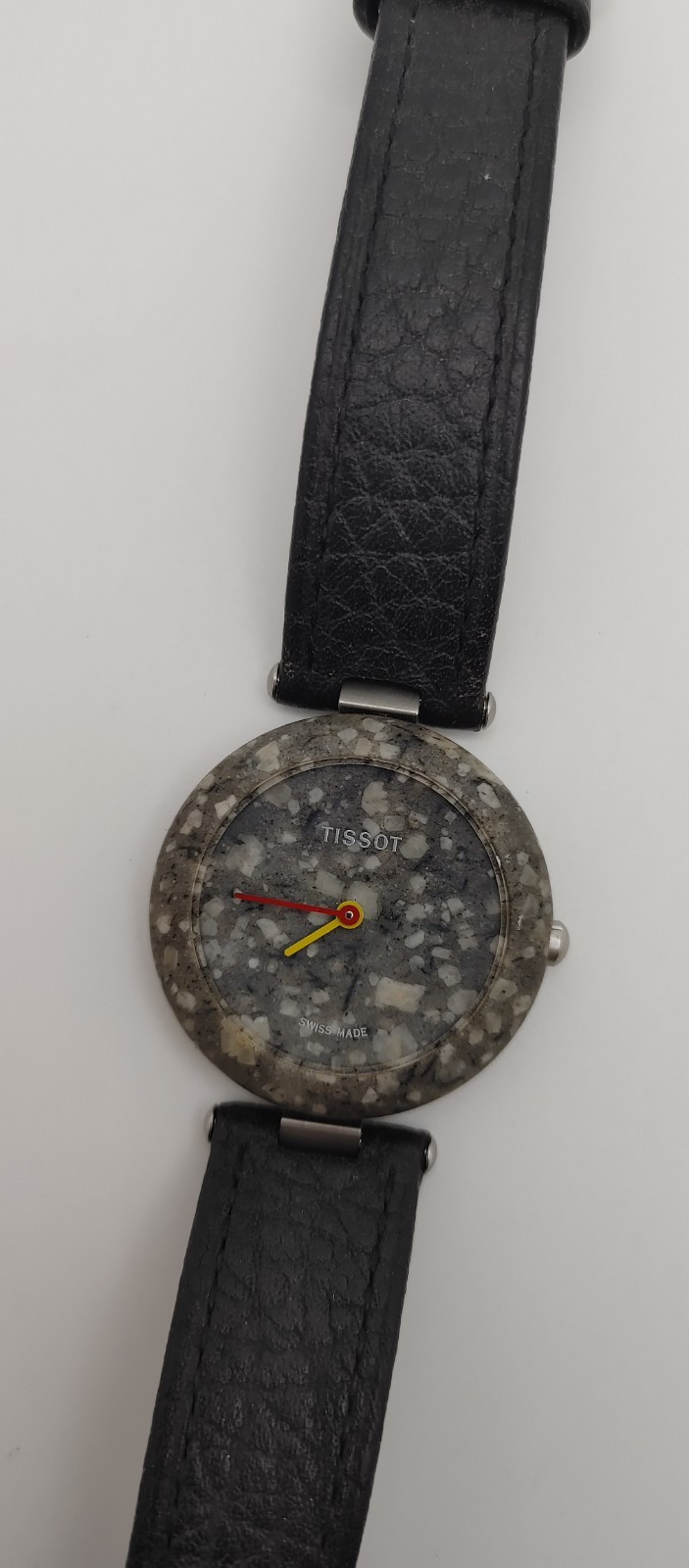 Tissot RockWatch Swiss Made Quartz Stone Case Gray Dial Black Leather 29mm