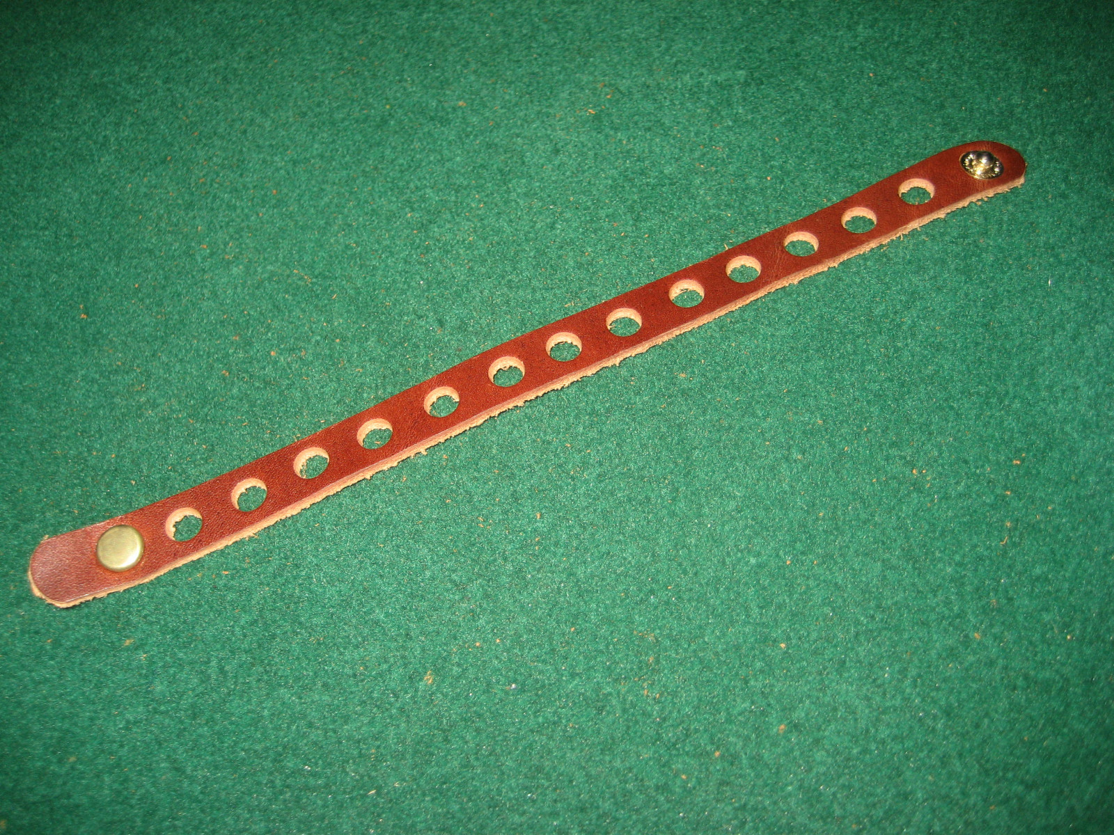 Handcrafted Chestnut brown leather bracelet wristband 1/2″ x 7 1/4″ punched