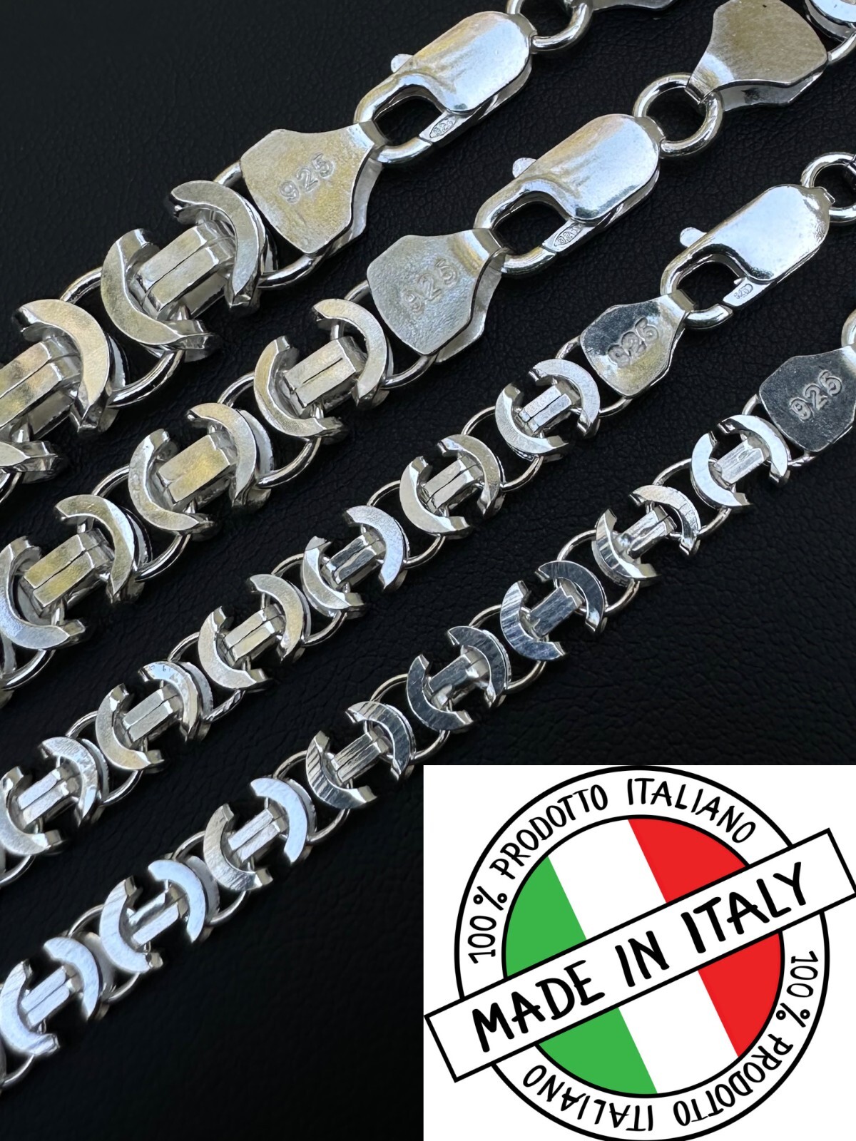 Real Solid 925 Sterling Silver Flat Byzantine Chain Mens Necklace Or Bracelet