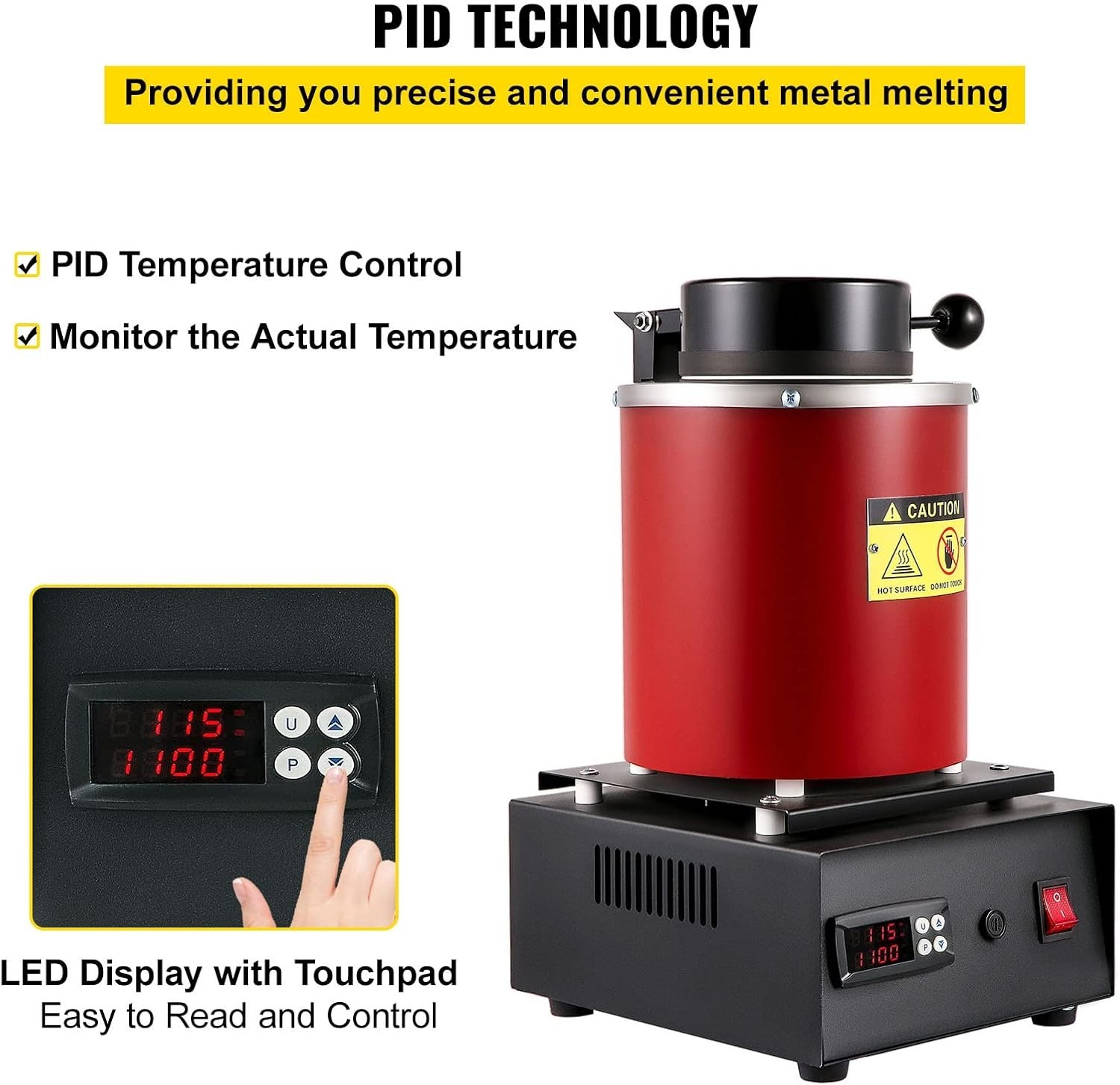 Gold Melting Furnace,1100℃/2000F Digital Electric Melting Furnace with Graphite